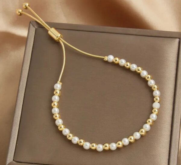 Pulsera Balin Perla Dorado 4MM