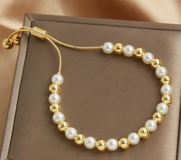 Pulsera Balin Perla Dorado 8MM